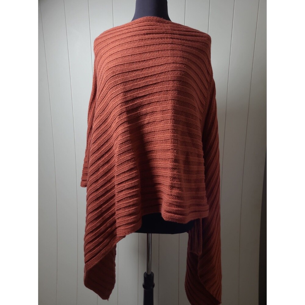 Poncho Sweater Women's Large Boho Knit Preppy Relaxed Fall Winter